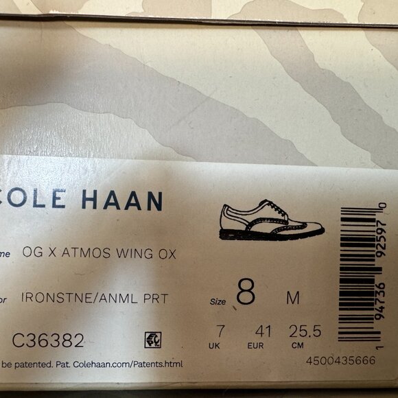 Cole Haan x atmos Øriginal Grand Wingtip Gray Oxford Shoes C36382 Men's NEW - Picture 12 of 14